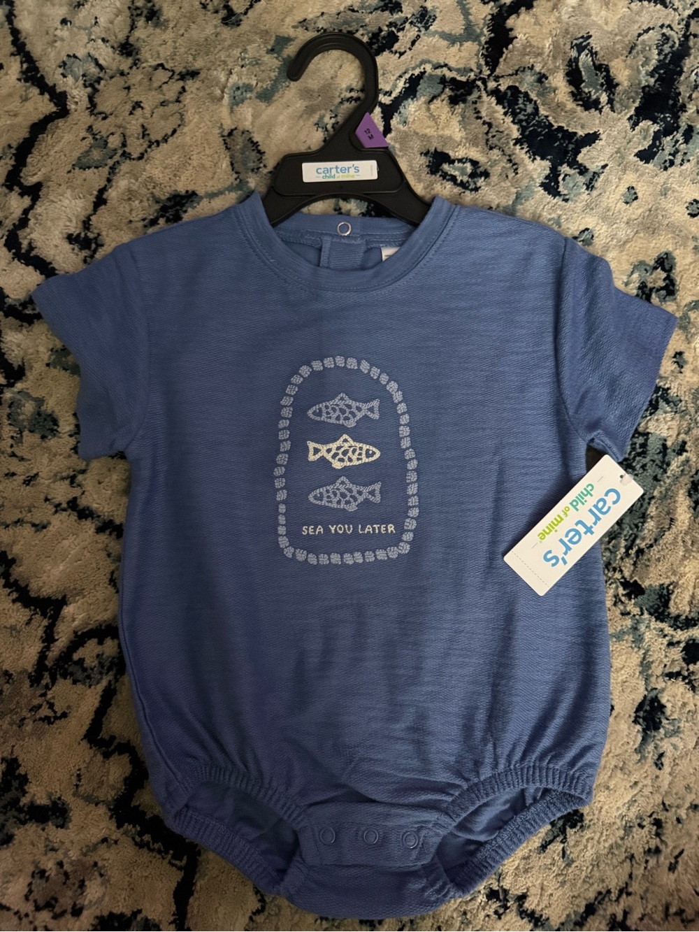 Carter's Blue Infant Onesie with Fish Print